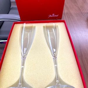 Set of 2 Baccarat Crystal France St. Remy Champagne Flute Glasses